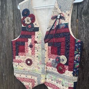 Handmade Quilted Patchwork Vest Cottagecore Boho SIZE L